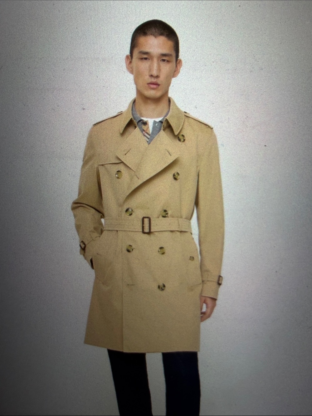 Burberry Taupe Double-Breasted Mid-length Kensington Trench Coat - Picture 8 of 10